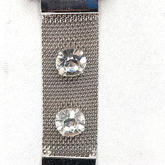 Vintage Rhinestone Mesh Brooch, Signed Nat Halpern, 1940s, 4" - Picture 4 of 9